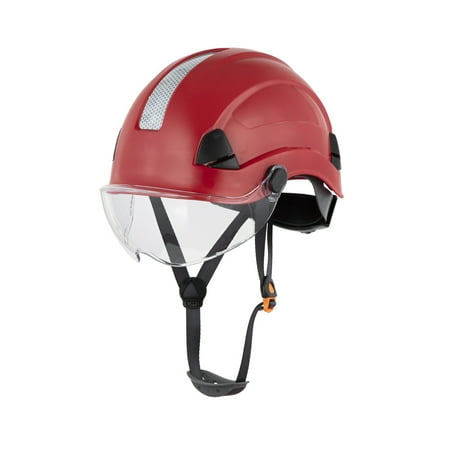 

Defender Safety H1-EH Red Hard Hat Climbing Helmet for Industrial & Construction ANSI Z89.1 w/ Visor