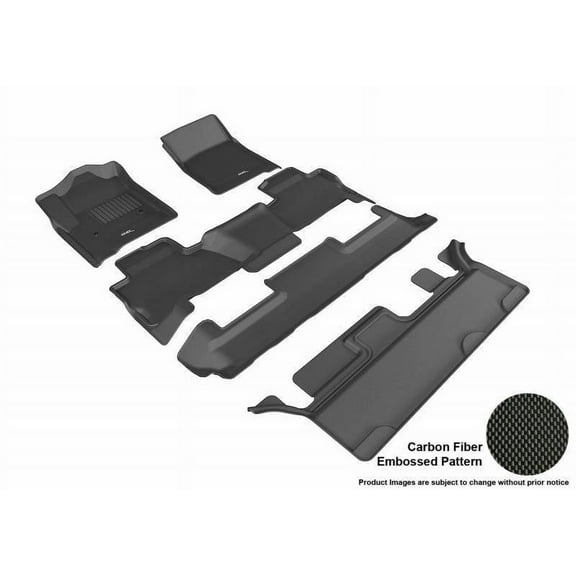 3D MAXpider 2015-2020 Fits GMC Yukon 2Nd Row Bench Seat 1st Row 2nd Row 3rd Row Kagu Carbon Fiber Embossed Pattern Black Floor Mat L1GM01401509