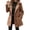 Caramel color, variant on Women's wool coat, long-sleeved, double-breasted, hooded.
