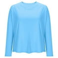 thumbnail image 5 of Feancey Sun Shirts for Women UPF 50+ Long Sleeve V Neck Tops Fall Casual UV Protection T-Shirts Solid Color Loose Basic Tees Light Blue S, 5 of 7