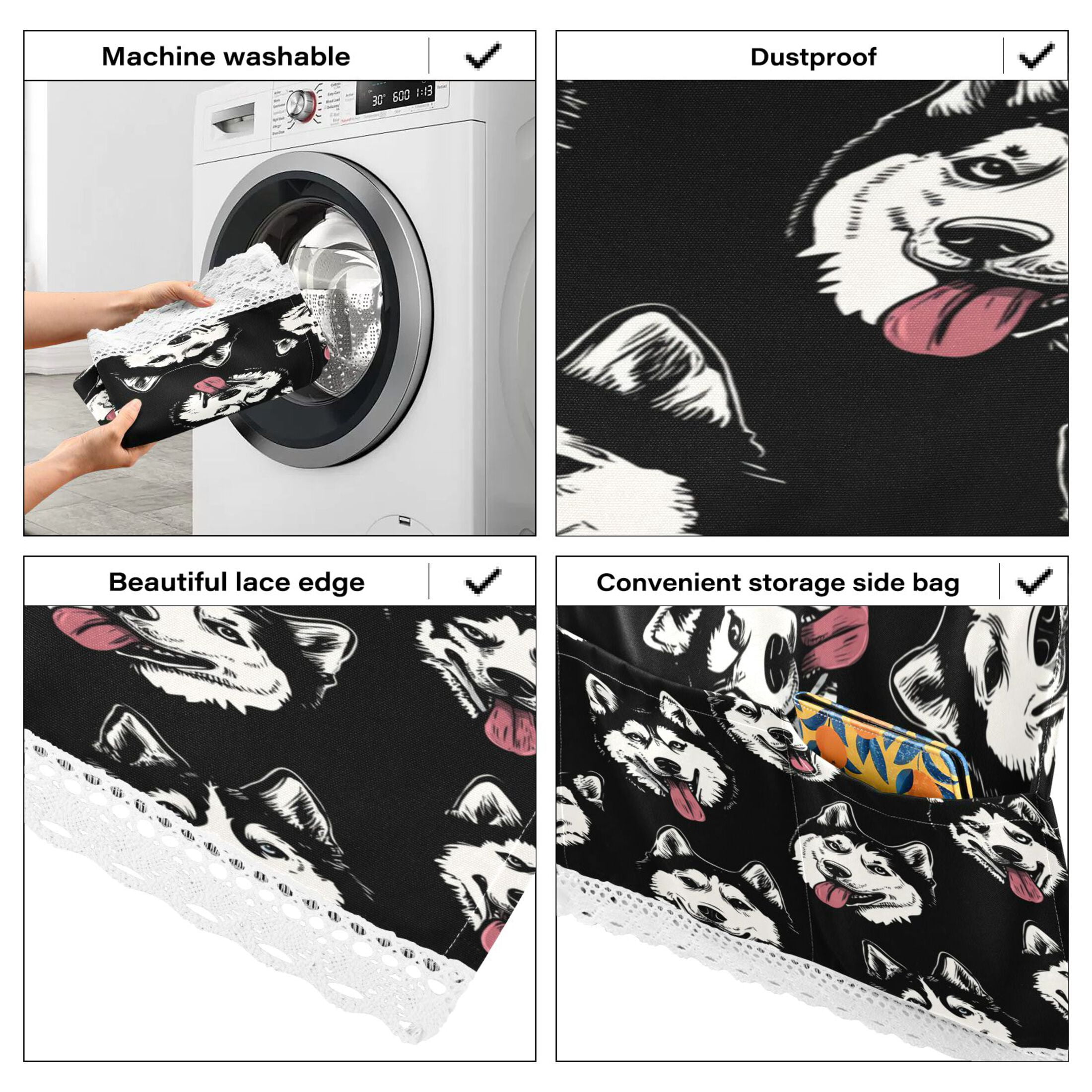 Wobogo Husky Washing Machine Cover Dustproof Washer Dryer Cover Waterproof Laundry Room Decorative Protector