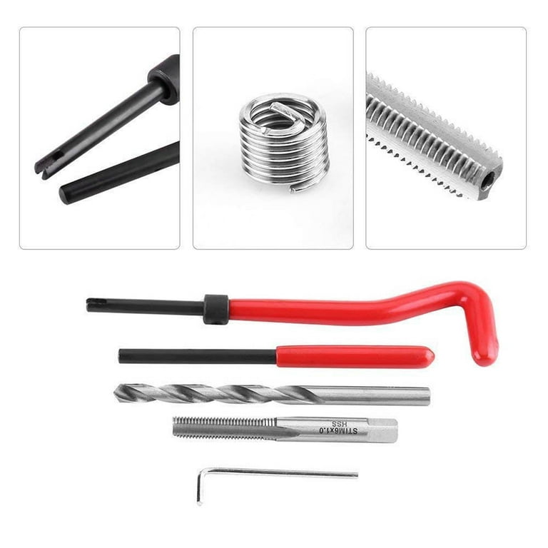  LiebeWH 30 Piece M5/M6/M8 Reparation Filetage Thread Repair  Insert Kit Material Compatible Hand Tool Set for Auto Repairing Drilling  Machine(M6) : Automotive