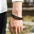 thumbnail image 3 of RSAMD Fashion Men Natural Stone Bead Leather Stainless Steel Magnetic Clasp Bracelets-Style 2, 3 of 9