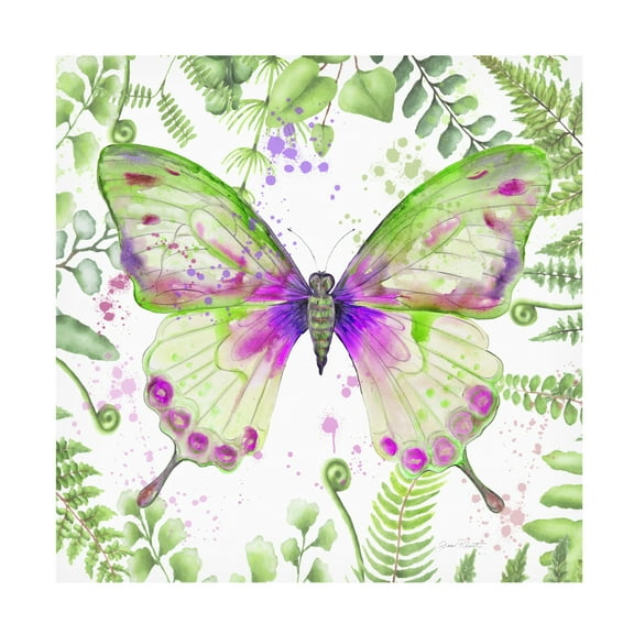 Canvas Wall Art - Jean Plout 'Botanical Butterfly Beauty 3' Wall Art for Living Room, Bedroom, or Office Décor by Trademark Fine Art - 14 x 14 Inches