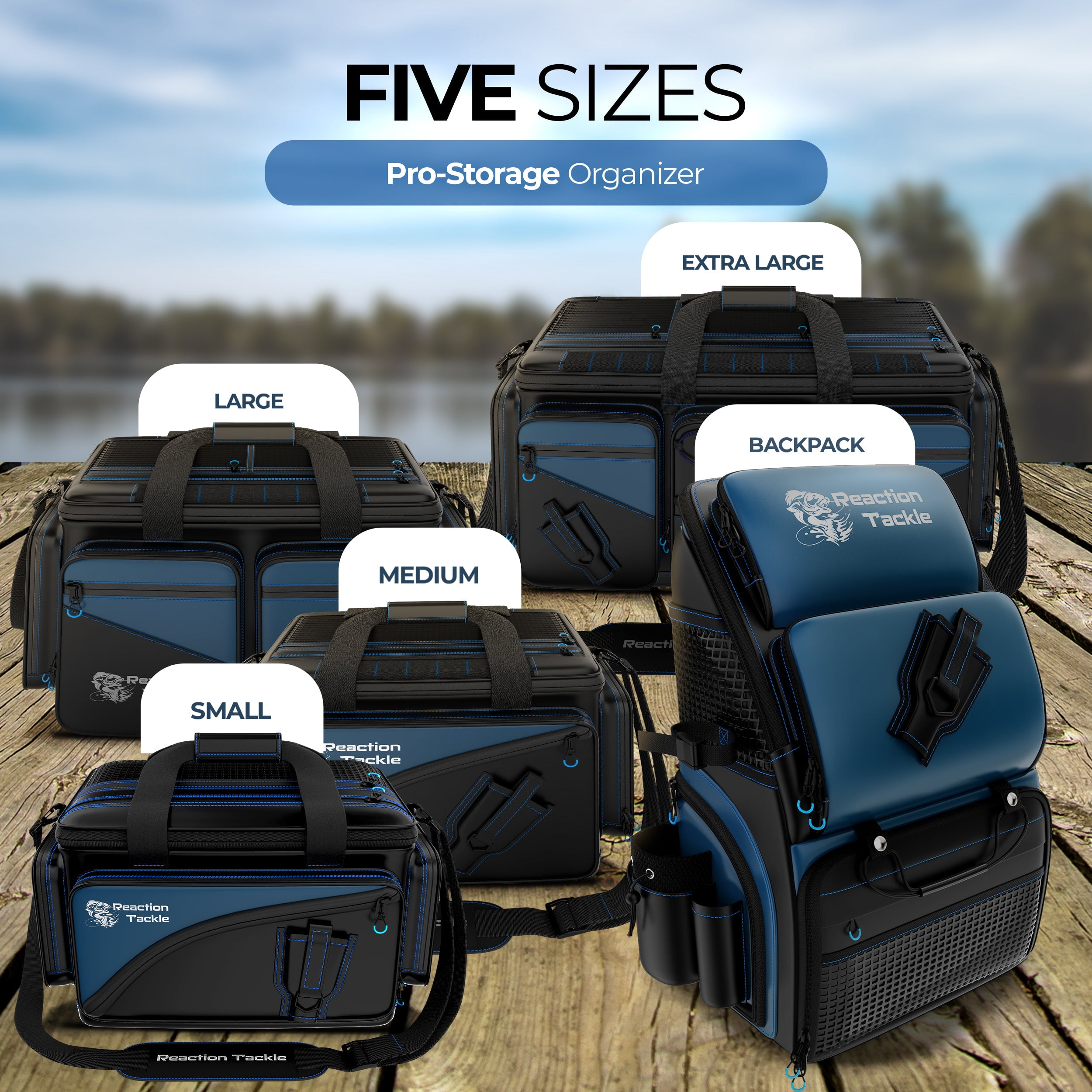 Reaction Tackle Fishing Tackle Bag – Salt Water Resistant Tackle Box Bag, 1000D PVC Waterproof Material, Durable Liner, Removable Dividers, for 3600 Trays, Small Bag
