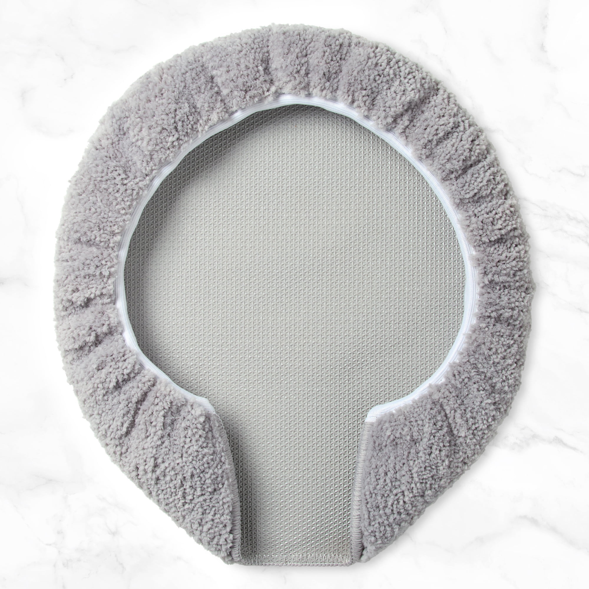 TOWN & COUNTRY EVERYDAY Ultra Plush Solid Tufted Toilet Lid Cover, Soft and Absorbent, Non-Slip Cover, Machine Washable, Grey, 18"x19"