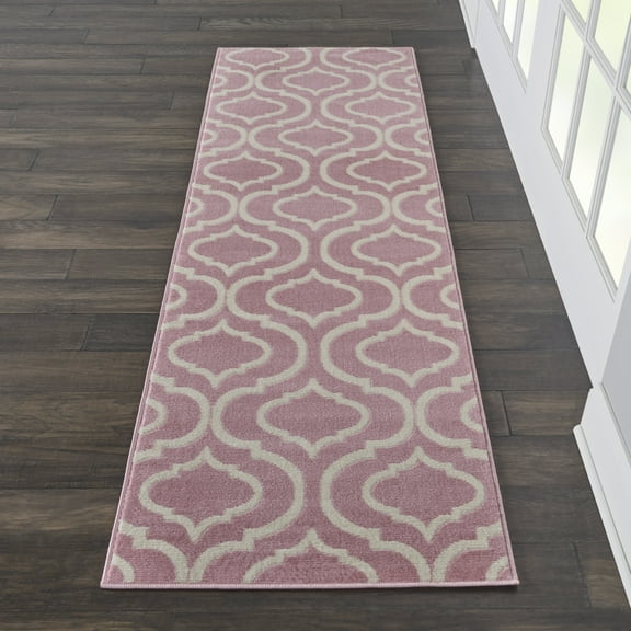 Nourison Jubilant Trellis Pink 2'3" x 7'3" Area Rug, (2x7)