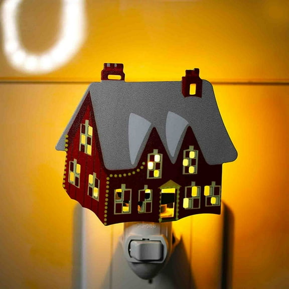 1 PC Christmas House Night Light, Cute Small House Christmas Decoration, 360 Degree Swivel Plug with On/Off Switch, Christmas Night Light Plug into Wall, LED Night Light for Bedroom Bathroom Hallway