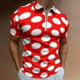 thumbnail image 2 of Polka Dots Red Polka Dots Men Zipper T-shirt Summer Casual Short Sleeve T-shirt Top, 2 of 7