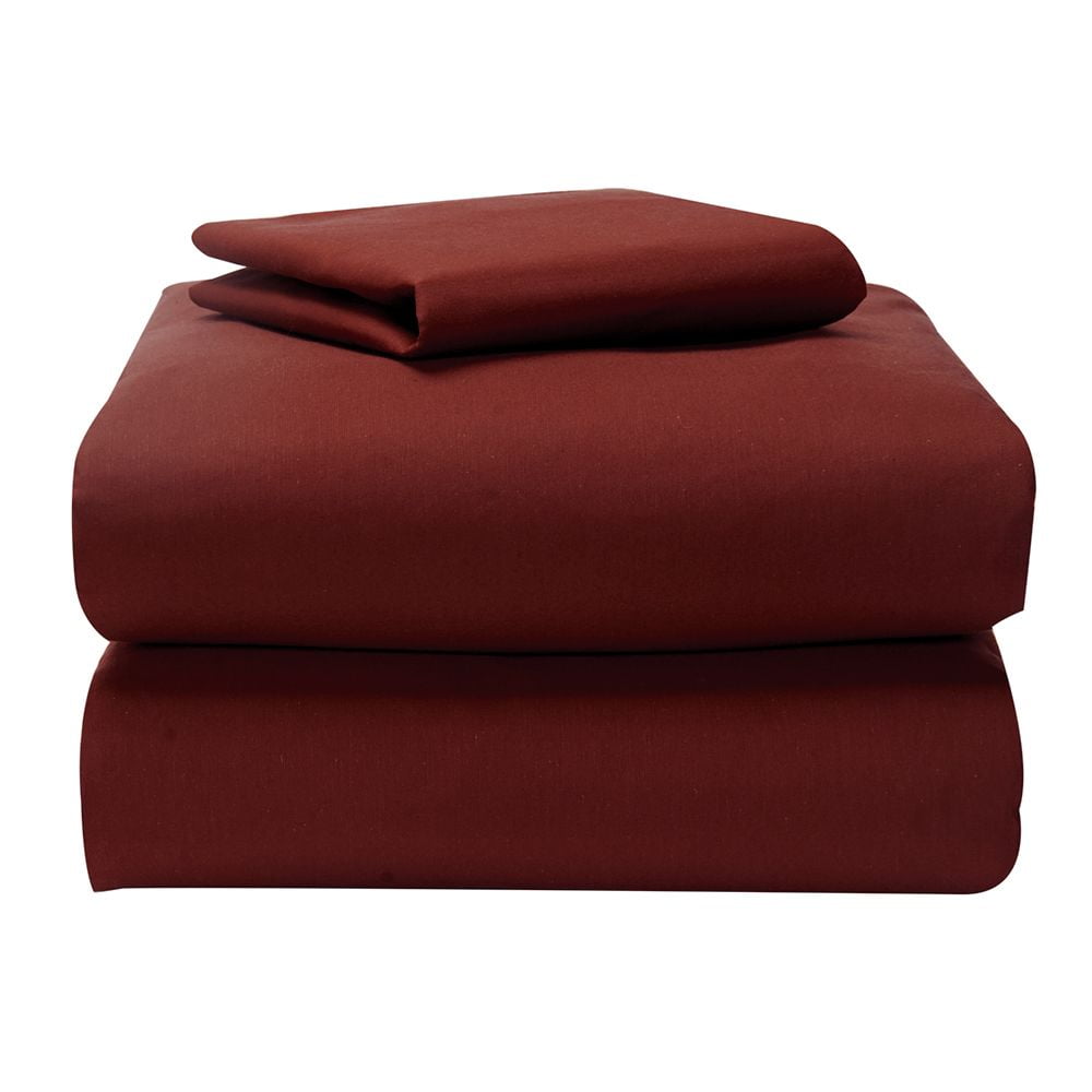 Supersoft College Dorm Sheet Set in Burgundy, Twin XL Size, Solid