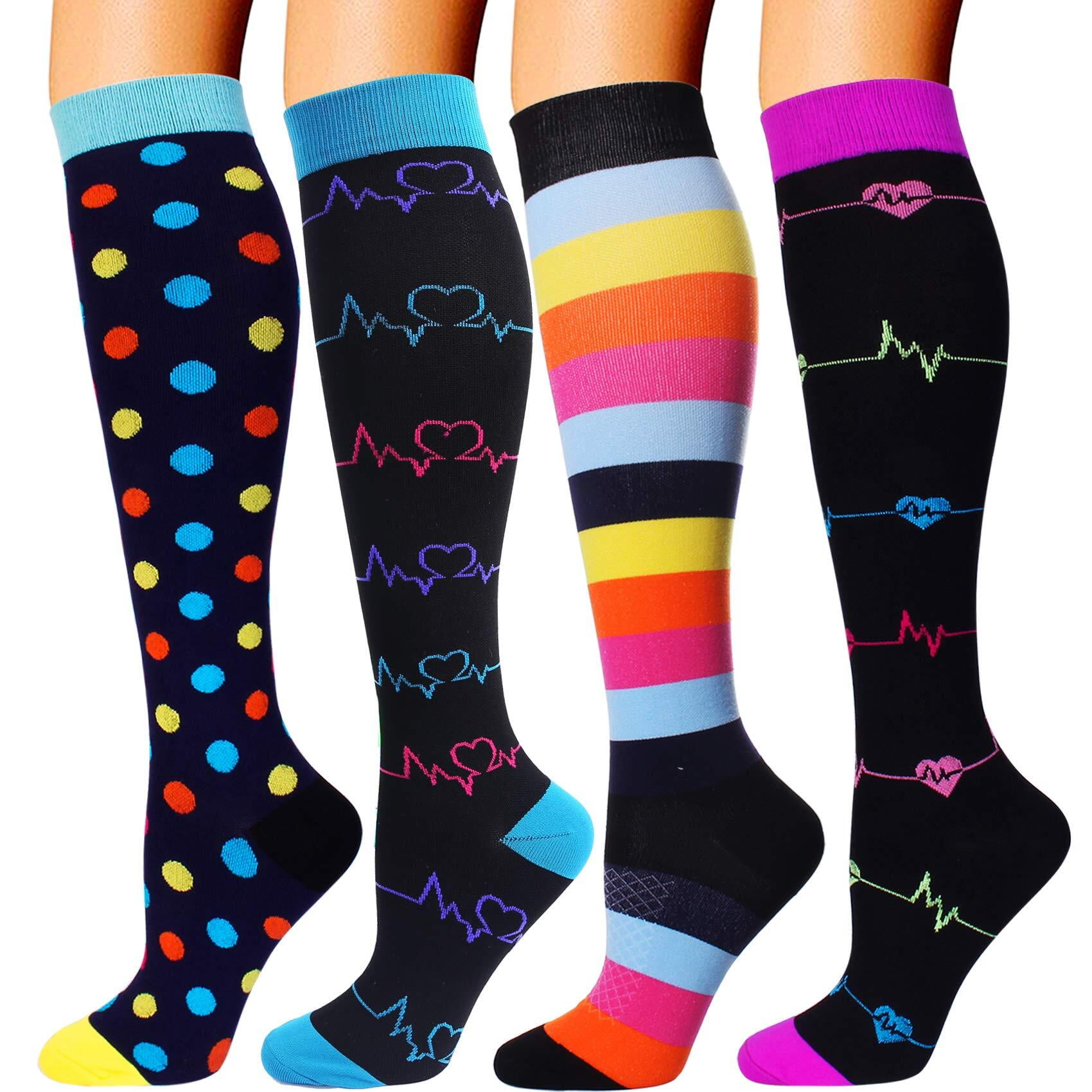4 Pairs Copper Compression Socks for Women & Men Circulation 15-20 mmHg ...