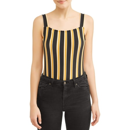 Juniors' Printed Square Neck Knit Tank Top
