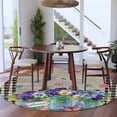 thumbnail image 3 of Round Rugs 5 Ft, Hello Spring Non Slip Area Rugs for Kitchen Bedroom Entryway, Pastoral Purple Bottle Floral Wooden Plaid Washable Carpet Runner Rug Floor Mats for Bedroom Home Decor, 3 of 8