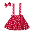 thumbnail image 1 of Alvivi Infant Baby Girls Polka Dots Printed Suspender Skirt with Hair Clips Set, 1 of 7