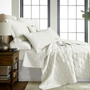 Levtex Home - 100% French Flax Linen Front/100% Cotton Back - King Quilt - French Flax Washed Linen - Cream - Quilt Size (106 x 92in.)