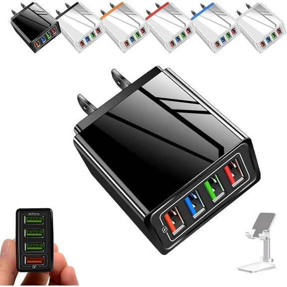 Hyper Charge Pro, Hyper Charge Pro Charger, 4-Port Quick Charge 3.0 Hub with Temp Control & Fast Charging, Compatible with All Phones & Devices (D)