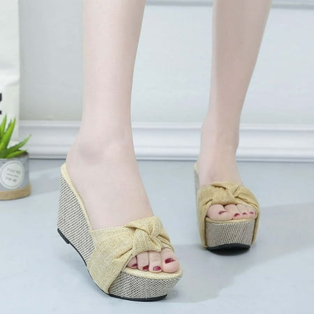 

KKCXFJX slippers for women Women s Summer Wedge Platform Shoes Cover Feet Platform High-heeled Slippers Slippers