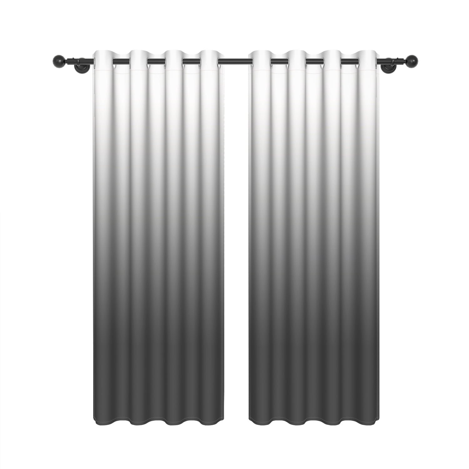 LFEEY Light Blocking Black Ombre Curtains, Room Darkening Window Drapes, Set of 2, 52x63 inches