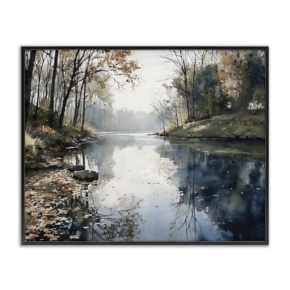 Stupell Industries Fall Lake Reflection Black Framed Giclee Art, design by Franklyn Gregory