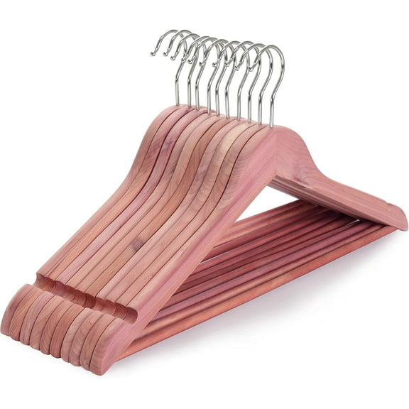 American Red Cedar Wood Coat Hangers Wooden Suit Hangers 10 Pack-Natural Smoo