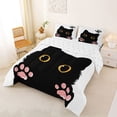 thumbnail image 3 of jejeloiu Cute Cat Paw Full Size Comforter Sets Kids,Kawaii Animal Footprint Simple Black White Bedding Sets For Girls,Reversible,3 Pieces, 3 of 8