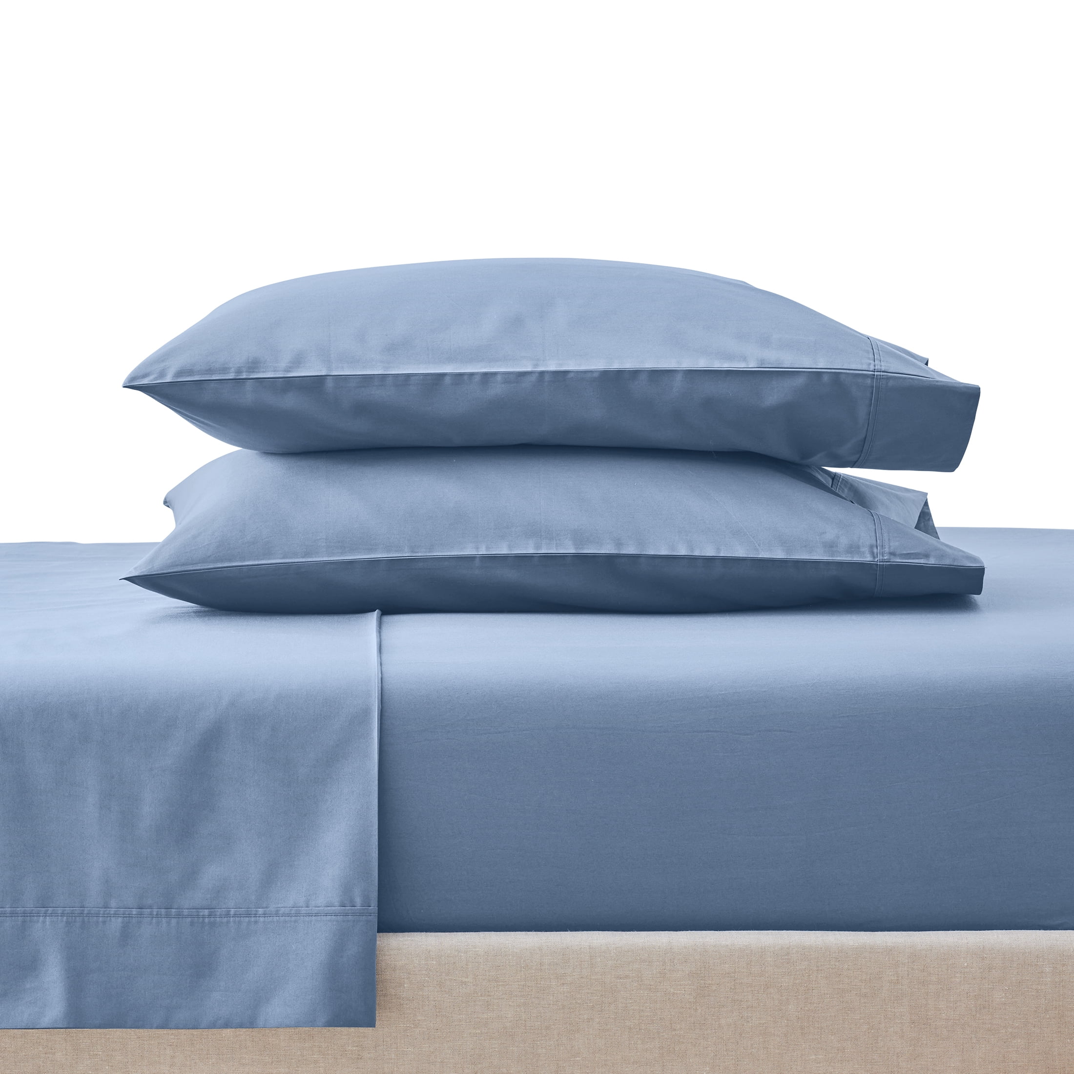 Better Homes & Gardens 300 Thread Count Cool & Crisp Blue Water Cotton Percale Pillowcases, Queen (2 Count)