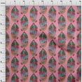 thumbnail image 3 of oneOone Viscose Jersey Pink Fabric Leaves & Paisley Block Craft Projects Decor Fabric Printed By The Yard 60 Inch Wide, 3 of 5