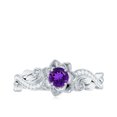 thumbnail image 4 of Rosec Jewels Amethyst Floral Ring with Diamond for Women - Nature Inspired Ring (AAA Quality), 925 Sterling Silver, US 4.00, 4 of 9