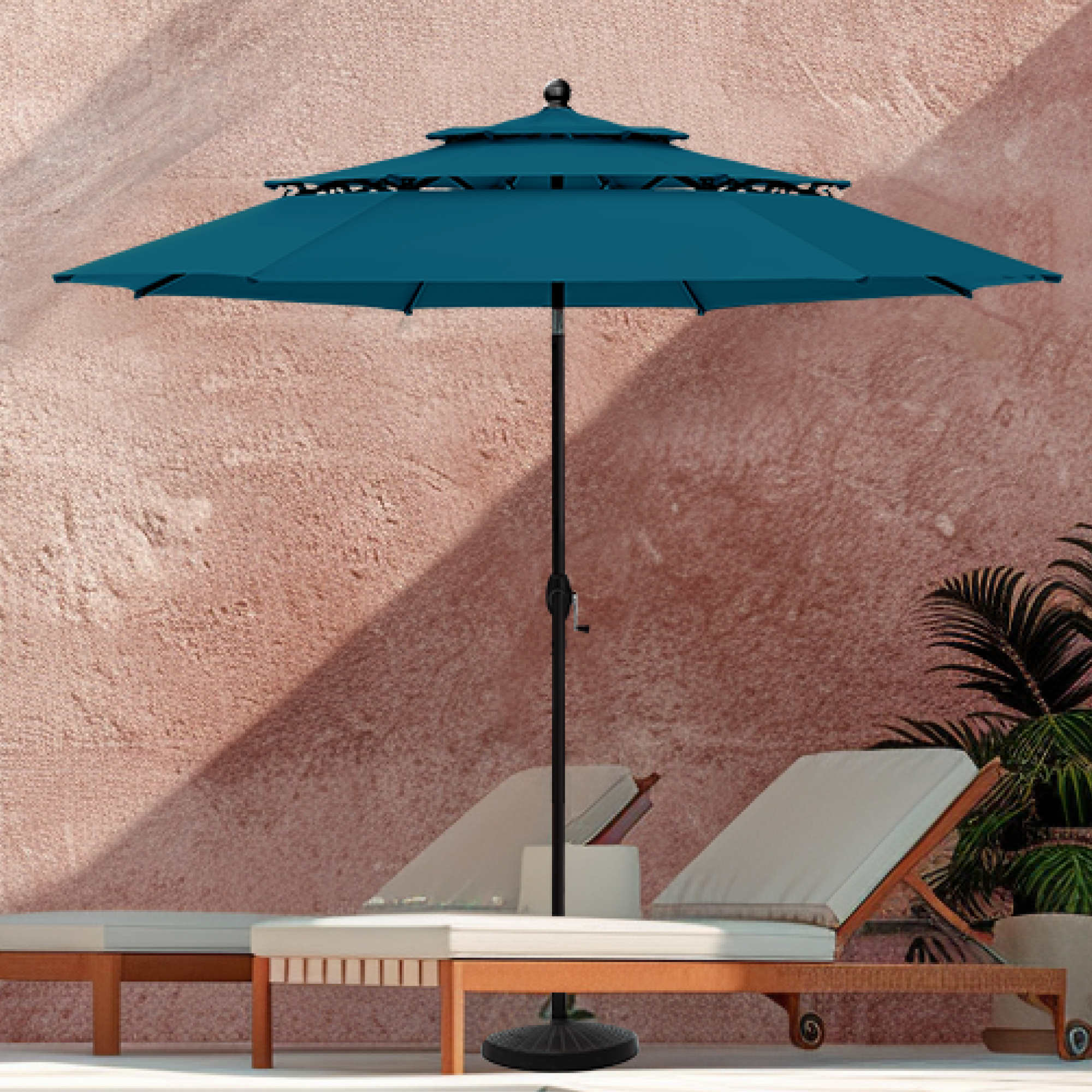 Summit Living 10ft Market Umbrella with Auto-Tilt, Cerulean photo 7
