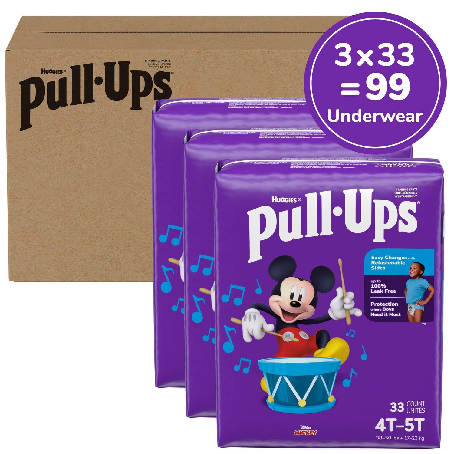 Sous-vêtements d’entraînement Pull-Ups pour garçons, 2T-6T (16 à 50+ livres]), 80-124 sous-vêtements