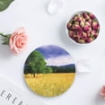 thumbnail image 4 of FMSHPON Green Tree on Yellow Grass Set of 8 Round Coaster for Drinks, Absorbent Ceramic Stone Coasters Cup Mat with Cork Base for Home Kitchen Room Coffee Table Bar Decor, 4 of 6