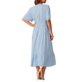 thumbnail image 3 of INSPIRE CHIC Women's Boho Dress Ruffle Short Sleeve V Neck Swiss Dots Tie Midi Dress, 3 of 6