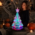 thumbnail image 7 of Holographic Lighted Christmas Tree, Transparent Plastic Geometric Tree with LED, Tabletop Holiday Decor with Star, 7 of 7