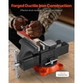 thumbnail image 2 of VEVOR Bench Vise, 5" Jaw Width, 5" Max Jaw Opening Multipurpose Vise with 360° Swivel Locking Base, 2.8" Throat Depth, Heavy Duty Ductile Iron Workbench Vise with Anvil, for Clamping&nbsp;Round Pipes, 2 of 9