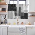 thumbnail image 2 of Black Abstract Kitchen Curtains Window Panels, Grey Geometric Oil Painting Vintage Ombre Insulated Window Treatment Curtain, Grommet Curtains for Bedroom/Living Room/Bathroom, 2 Piece 42"Wx45"L, 2 of 8
