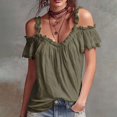thumbnail image 5 of QGJZVUNL Womens Cold Shouler Going Out Tops Flowy Sleeve Tank Top Summer Outfits Casual V Neck T Shirts Size 2XL, 5 of 6