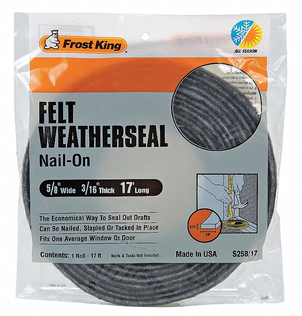 Felt Weatherstrip, 5/8W x 3/16In. T x 17Ft.