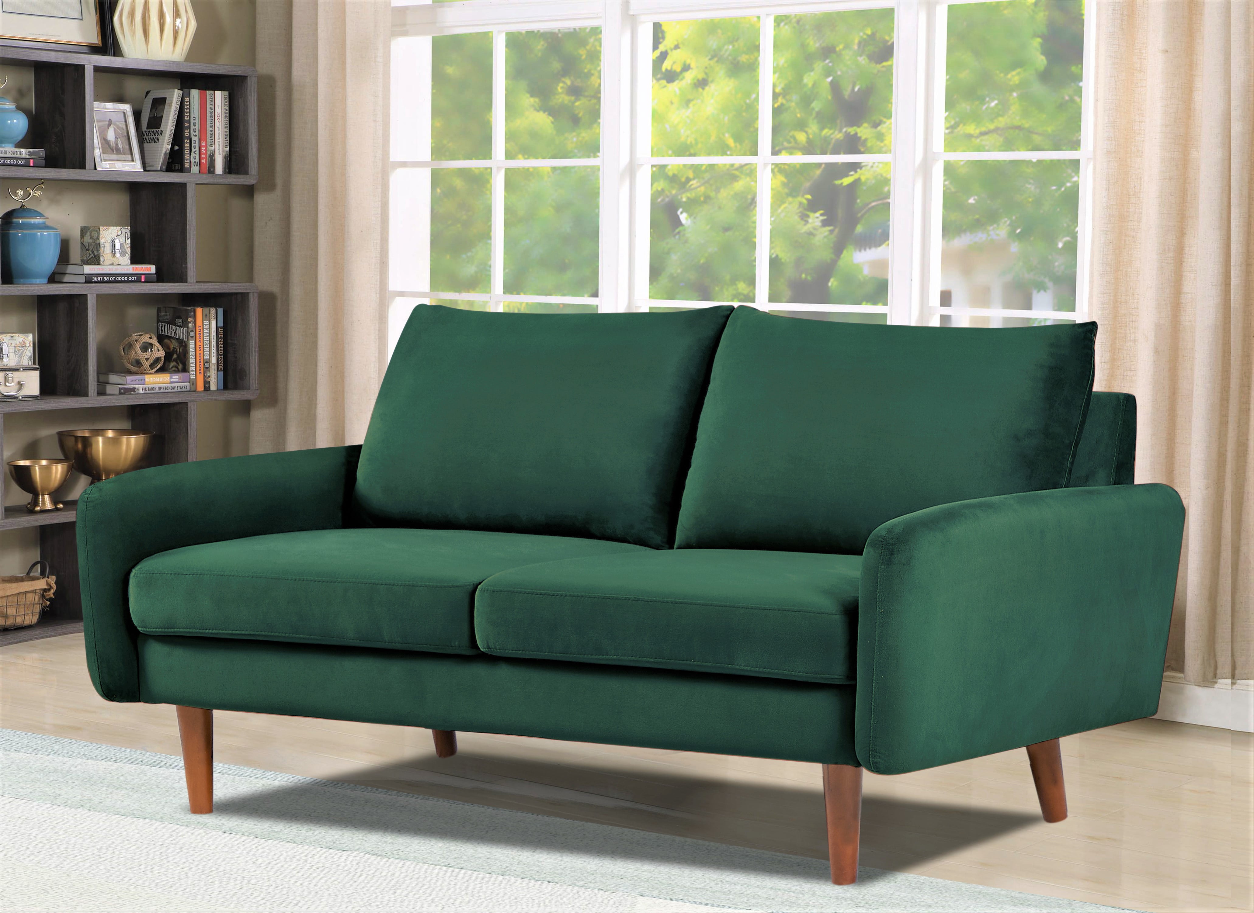 Uspridefurniture Maryellen 58''W Velvet Loveseat, Green