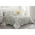 thumbnail image 2 of Chezmoi Collection Daisy 3-Piece Printed Patchwork Quilt Set, Purple Butterfly Botanical Candy Stripe Checkered Coverlet, Pre-Washed Microfiber Lightweight Reversible Bedspread, King Size, 2 of 8