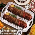 thumbnail image 3 of Extra Large Serving Tray with Handles, 20x13 inch, Set of 2 Melamine Platters for Serving Food, Turkey, Cookie, Rectangular Trays for Eating, Raised Dots Matt Finished, Dishwasher Safe, White, 3 of 7