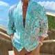 thumbnail image 1 of Camisa de hombre con estampado 3D de grafiti multicolor, cuello alto, manga larga, informal, holgada, para uso diario, talla grande XS-6XL, entrega rápida, 1 of 6