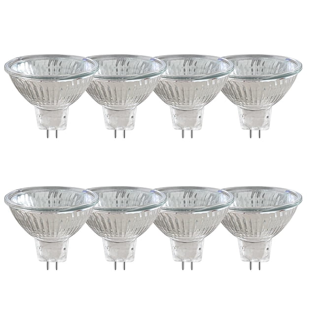 Paquete de 8 focos halógenos MR16 GU5.3 de 20 W y 12 V, regulables, blanco cálido de 2700 K, 210 LM, bombilla reflectora halógena, foco GU5.3 con base de dos pines y ángulo de haz de 36°.