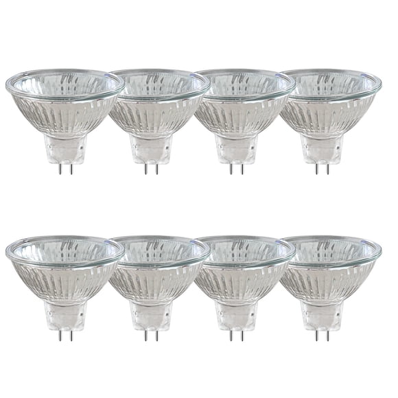 Paquete de 8 focos halógenos MR16 GU5.3 de 20 W y 12 V, regulables, blanco cálido de 2700 K, 210 LM, bombilla reflectora halógena, foco GU5.3 con base de dos pines y ángulo de haz de 36°.