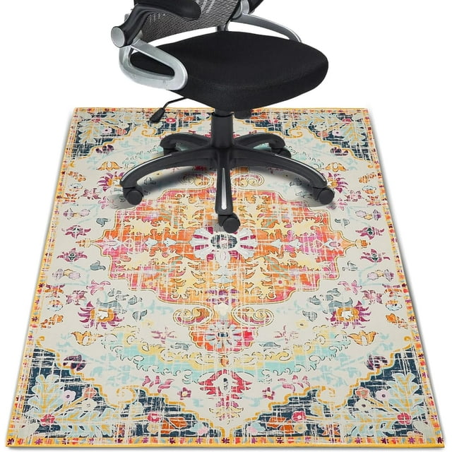 Office Chair Mat for Hardwood Floor 36"X 48" Computer Desk Chair Carpet Retro Boho Office Mats for Rolling Chairs Carpet Non-Slip Floor Protector Mat for Office Home Hard Floor & Tile Floor
