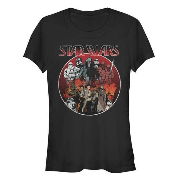 Junior's Star Wars The Last Jedi Character Circle Graphic Tee Black 2X Large