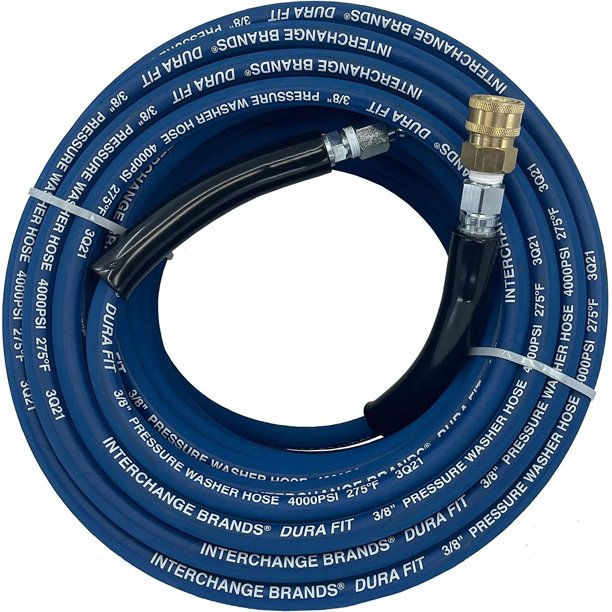 Interchange Brands 3/8” x 100ft 4000 PSI High Pressure Washer Hose Blue
