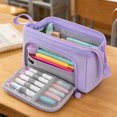 thumbnail image 3 of Large Capacity Pencil Case Big Pencil Pouch Pen Bag With Zipper Cute Pencil Pouches Purple, 3 of 4