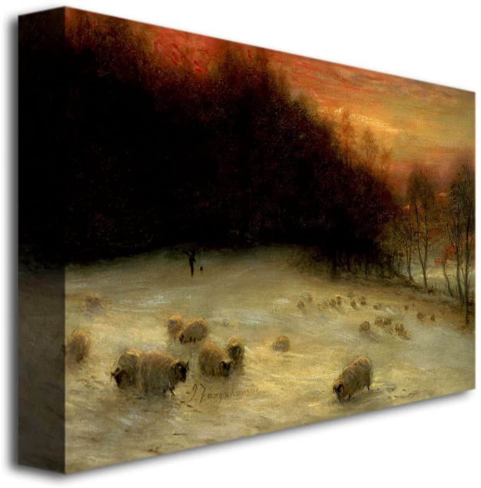 Trademark Fine Art "Sheep In A Winter Landscape" Canvas Wall Art by Joseph Farquharson