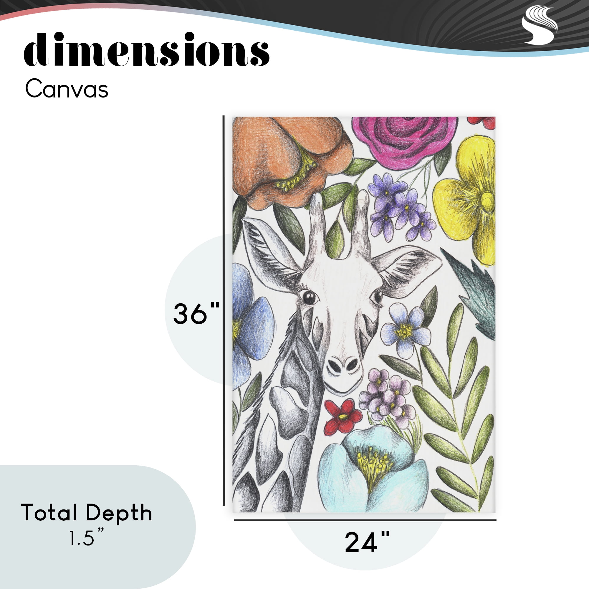 Giraffe In The Midst of Flowers Canvas Wall Art, design by Cecilia Battaini