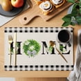thumbnail image 2 of Rustic Home Placemats Set of 4, Eucalyptus Leaves Floral Beige Buffalo Plaid Placemats for Dining Table, Place Mats for Kitchen Tabletop, Waterproof Wipeable Dining Table Mats Set, 2 of 9